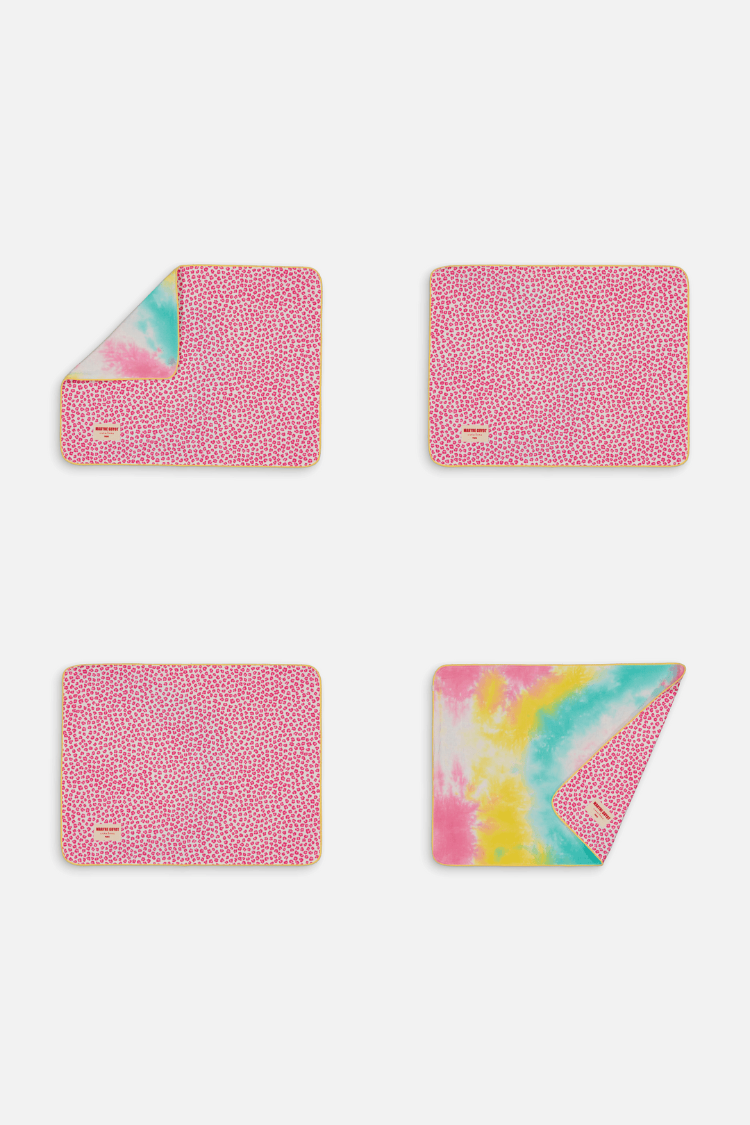 Lot de 4 sets de table réversibles motif Graou et tie and dye rose - Graou Rose