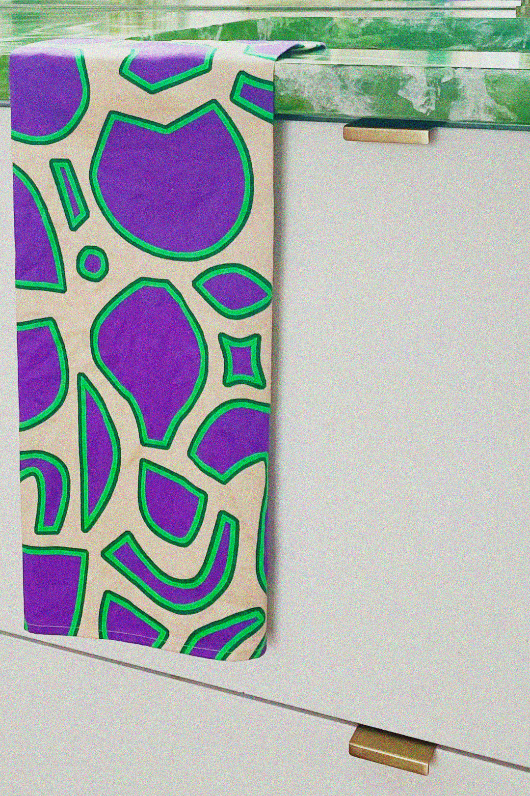 Torchon de cuisine motif spiral violet et green 100% coton