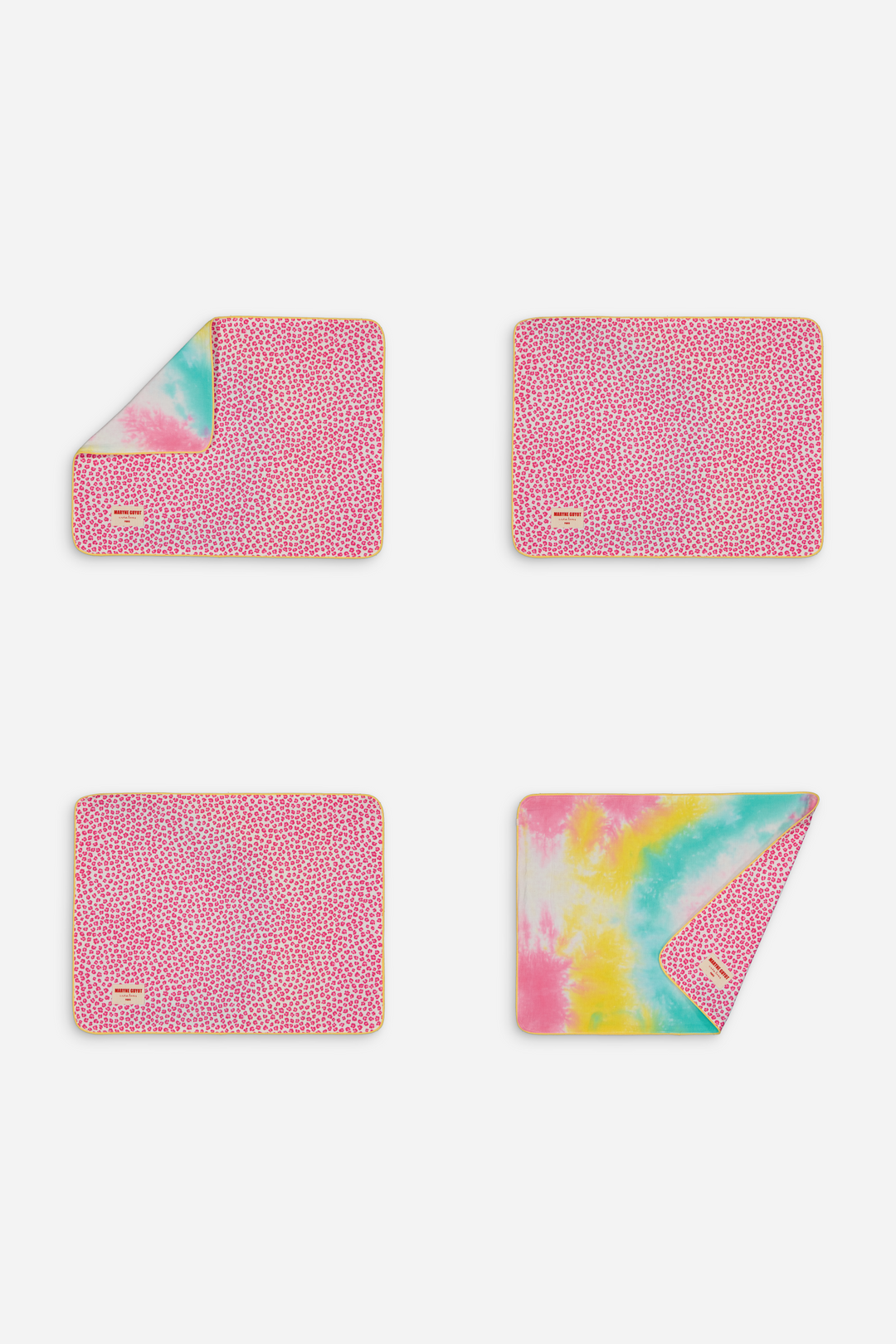 Lot de 4 sets de table réversibles motif Graou et tie and dye rose - Graou Rose