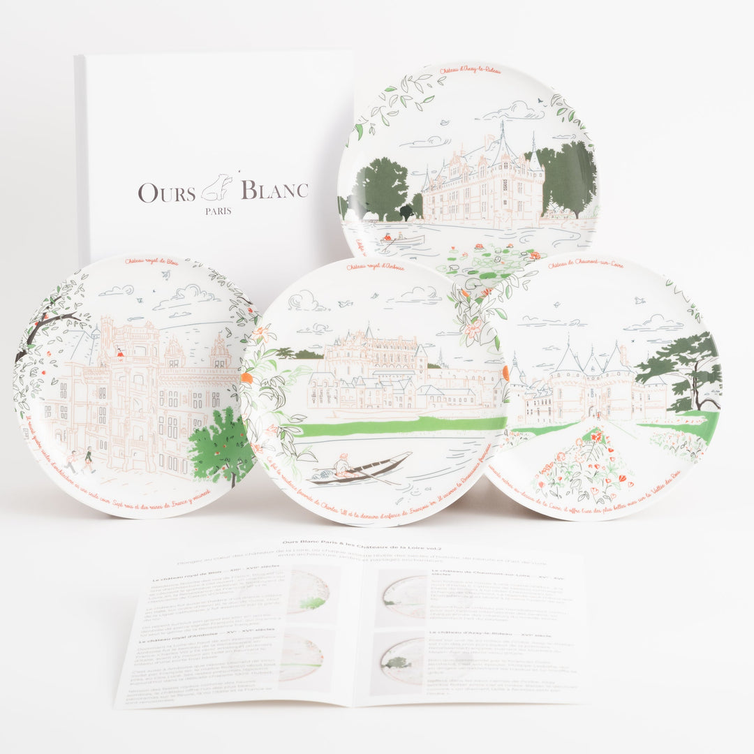 Set of 4 melamine dessert plates - The Loire Valley Castles - Ø 21 cm