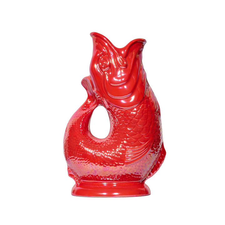 Authentic GlouGlou Fish Carafe | Gluggle jug | Iridescent red