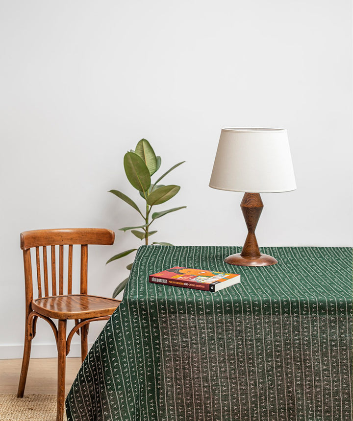 Nappe de table lin - Motif ARRASTA PÉ couleur vert AMAZÔNIA