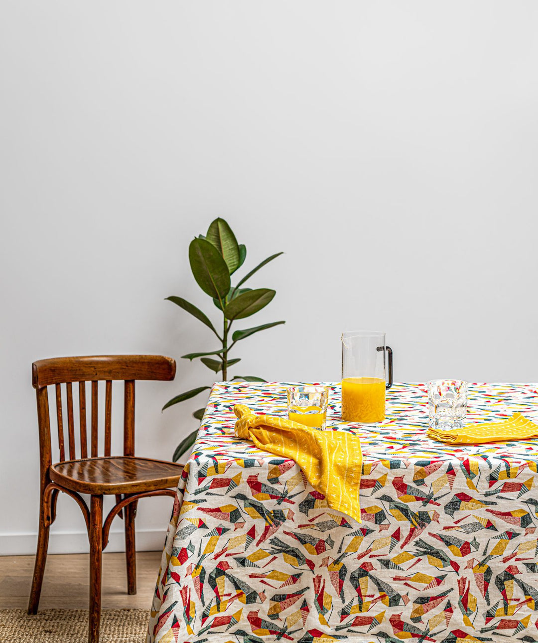 Serviette de table lin (par 2) 45x45 - Motif ARRASTA PÉ couleur jaune ABACAXI Serviettes de table Sabia Brasilian Design