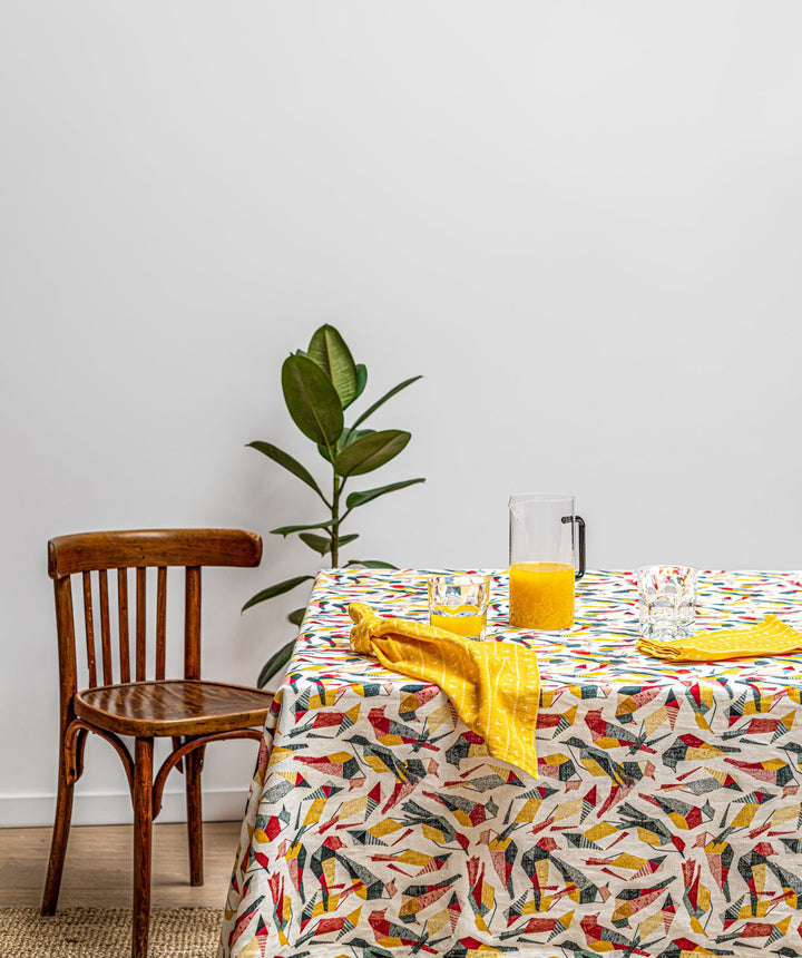 Serviette de table lin (par 2) 45x45 - Motif ARRASTA PÉ couleur jaune ABACAXI Serviettes de table Sabia Brasilian Design