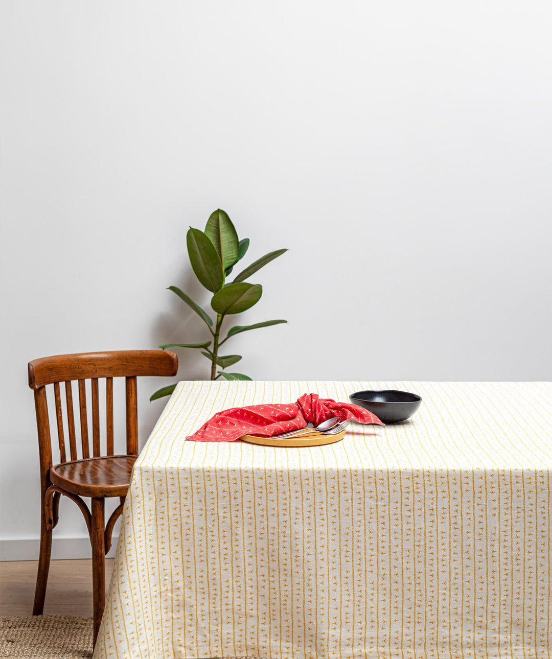 Nappe de table lin - Motif ARRASTA PÉ couleur JAUNE