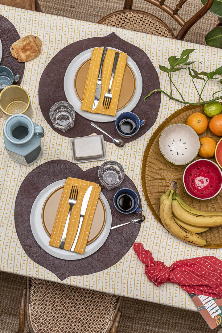 Nappe de table lin - Motif ARRASTA PÉ couleur JAUNE