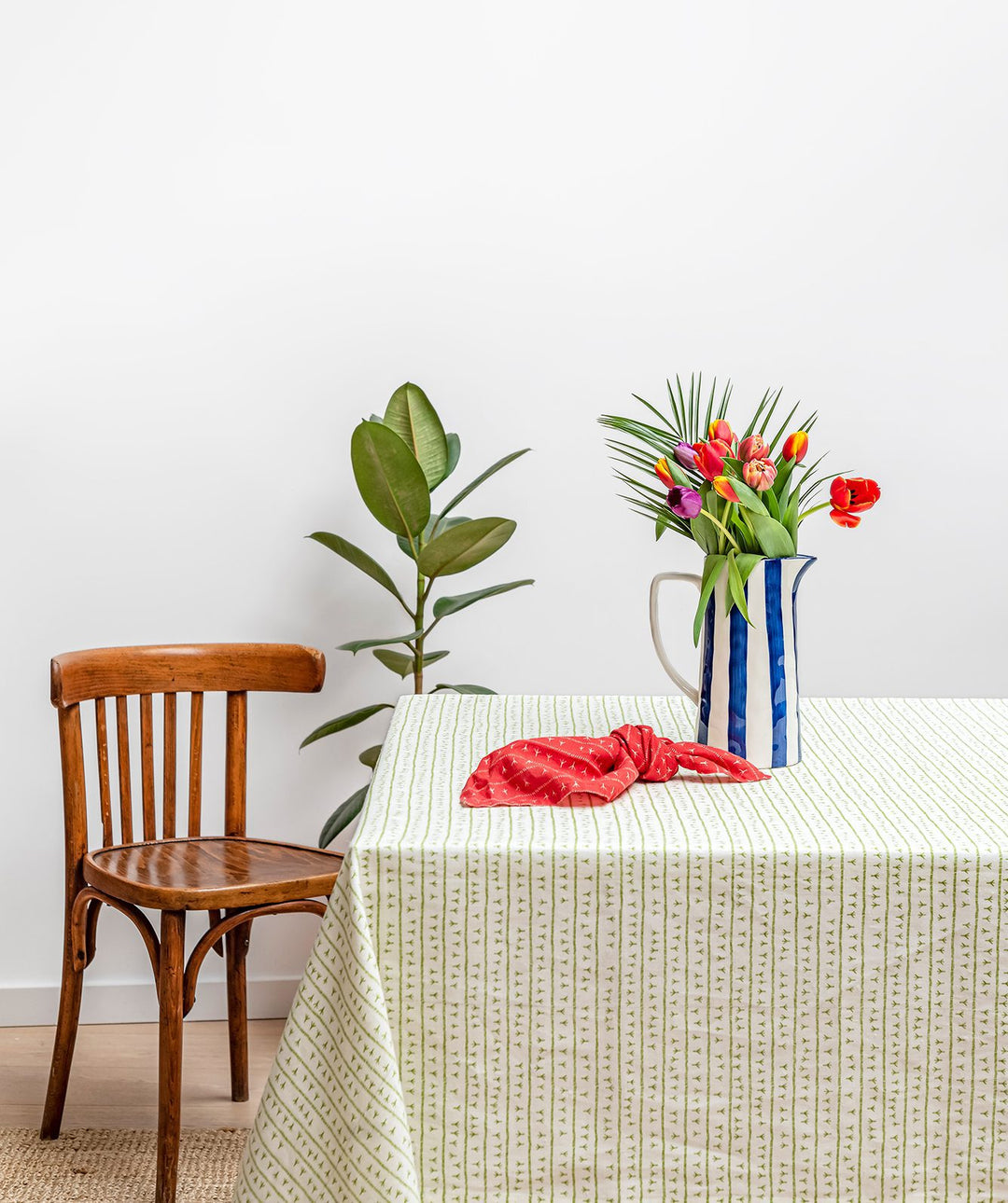 Nappe de table lin - Motif ARRASTA PÉ couleur VERT