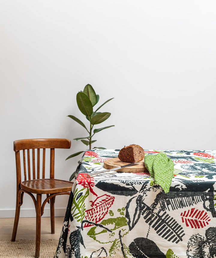 Serviette de table lin (par 2) 45x45 Vert ABACATE - Motif ARRASTA PÉ Serviettes de table Sabia Brasilian Design