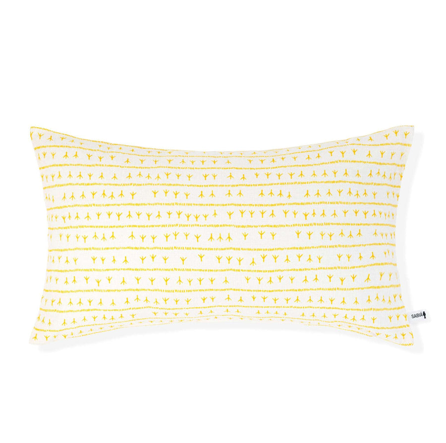 Housse de coussin lin 30x50 - Motif ARRASTA PÉ couleur JAUNE Housses de coussins Sabia Brasilian Design