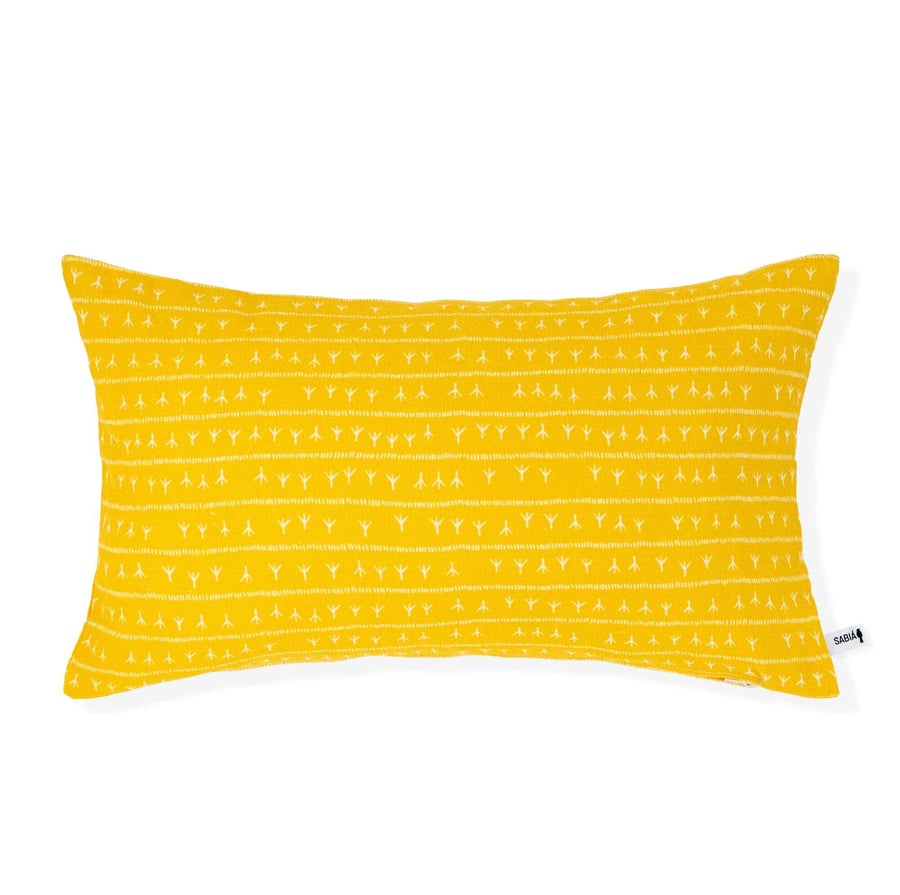 Housse de coussin lin 30x50 - Motif ARRASTA PÉ couleur jaune ABACAXI
