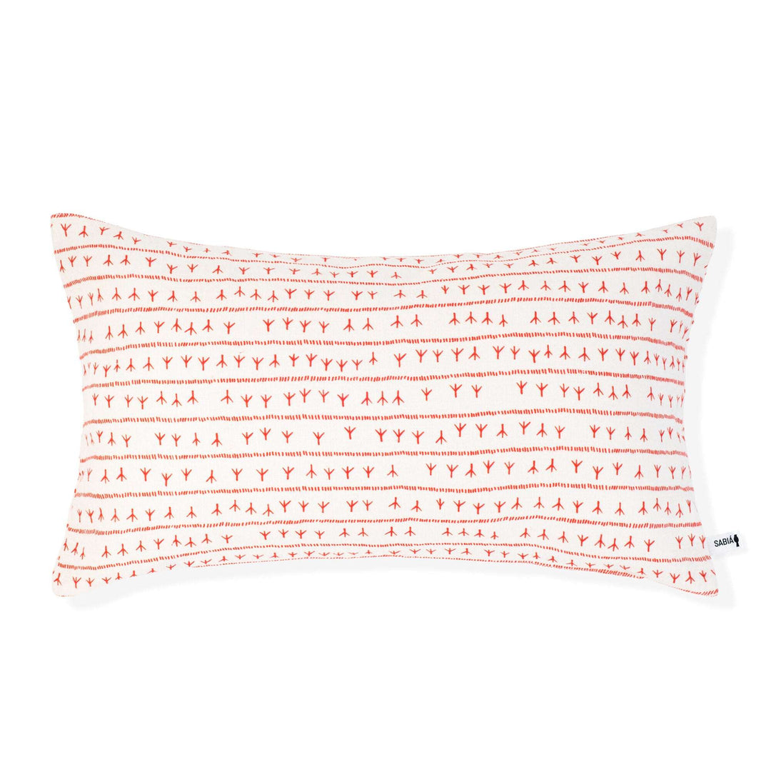 Housse de coussin lin 30x50 - Motif ARRASTA PÉ couleur ROUGE Housses de coussins Sabia Brasilian Design