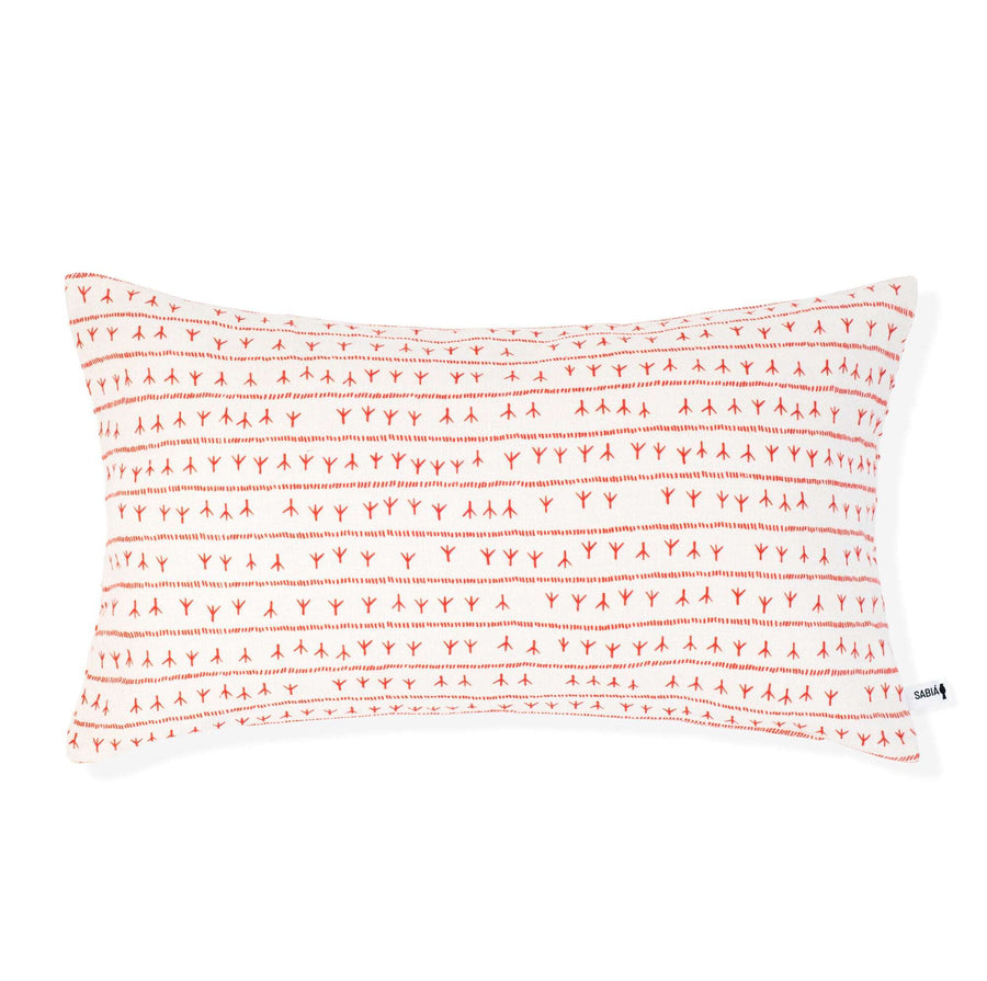 Housse de coussin lin 30x50 - Motif ARRASTA PÉ couleur ROUGE Housses de coussins Sabia Brasilian Design