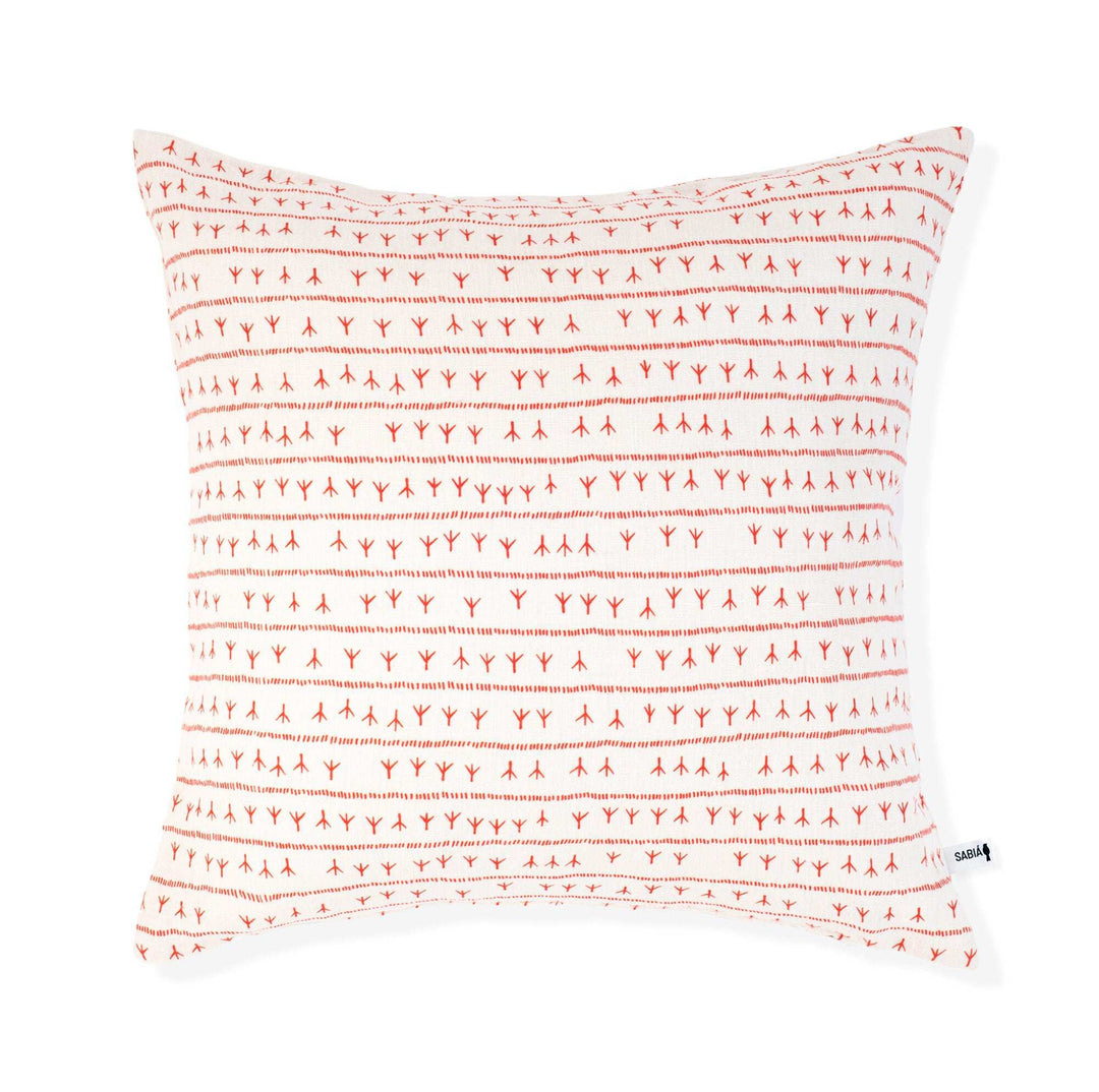 Housse de coussin lin 45x45 - Motif ARRASTA PÉ couleur ROUGE Housses de coussins Sabia Brasilian Design
