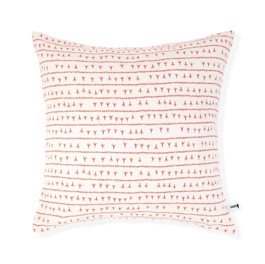 Housse de coussin lin 45x45 - Motif ARRASTA PÉ couleur ROUGE Housses de coussins Sabia Brasilian Design