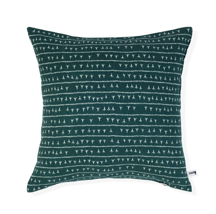 Housse de coussin lin 45x45 - Motif ARRASTA PÉ couleur vert AMAZÔNIA Housses de coussins Sabia Brasilian Design