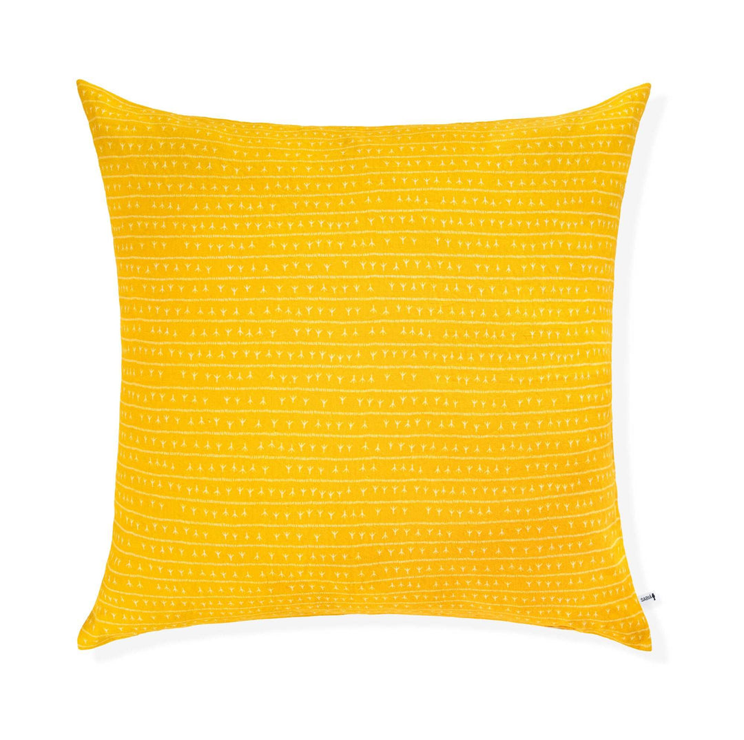Housse de coussin lin 80x80 - Motif ARRASTA PÉ couleur jaune ABACAXI