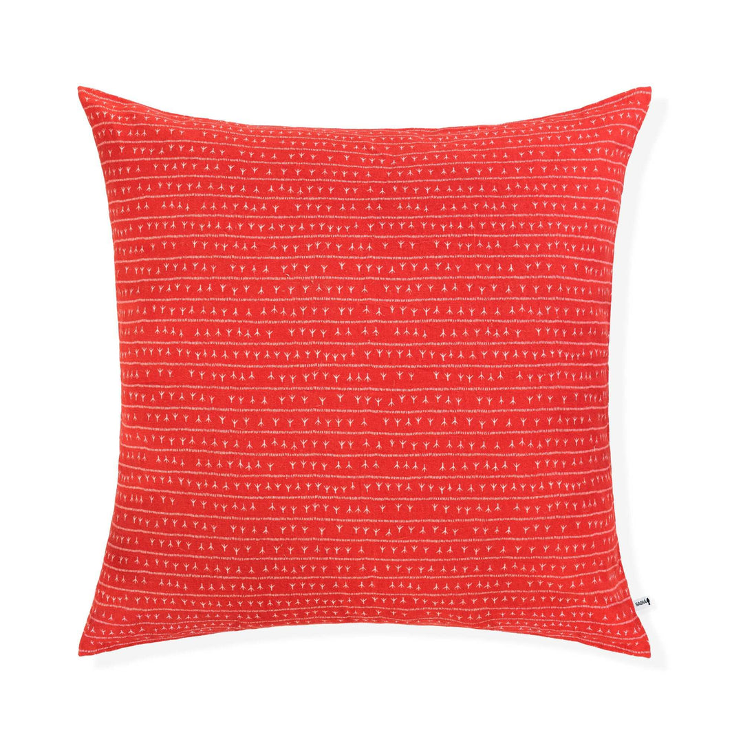 Housse de coussin lin 80x80 - Motif ARRASTA PÉ couleur rouge TERRA Housses de coussins Sabia Brasilian Design