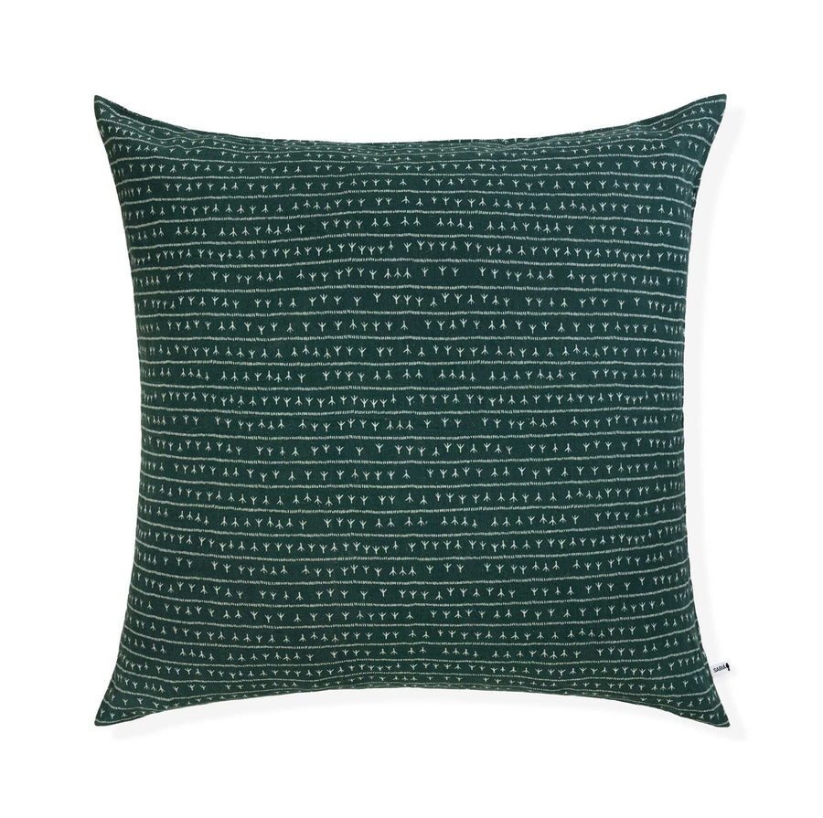 Housse de coussin lin 80x80 - Motif ARRASTA PÉ couleur vert AMAZÔNIA
