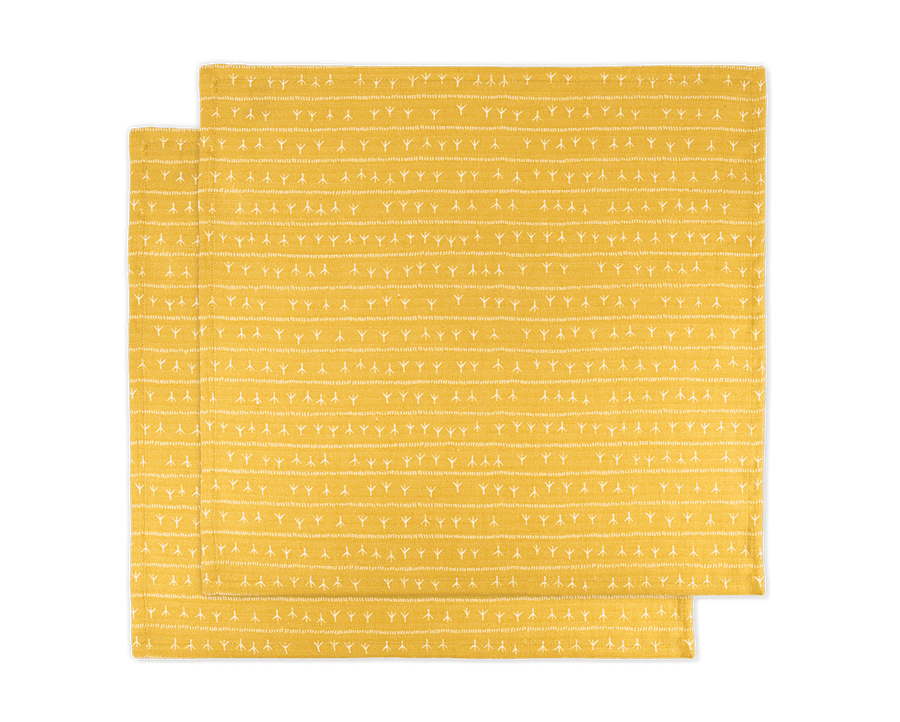 Serviette de table lin (par 2) 45x45 - Motif ARRASTA PÉ couleur jaune ABACAXI Serviettes de table Sabia Brasilian Design