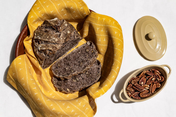 Serviette de table lin (par 2) 45x45 - Motif ARRASTA PÉ couleur jaune ABACAXI Serviettes de table Sabia Brasilian Design