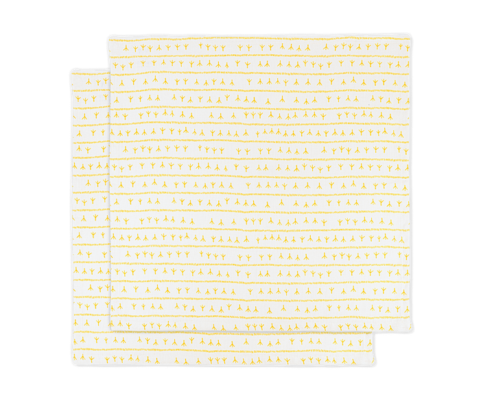 Serviette de table lin (par 2) 45x45 - Motif ARRASTA PÉ couleur JAUNE