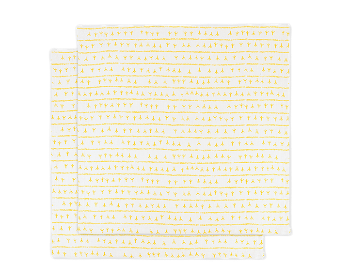 Serviette de table lin (par 2) 45x45 - Motif ARRASTA PÉ couleur JAUNE Serviettes de table Sabia Brasilian Design