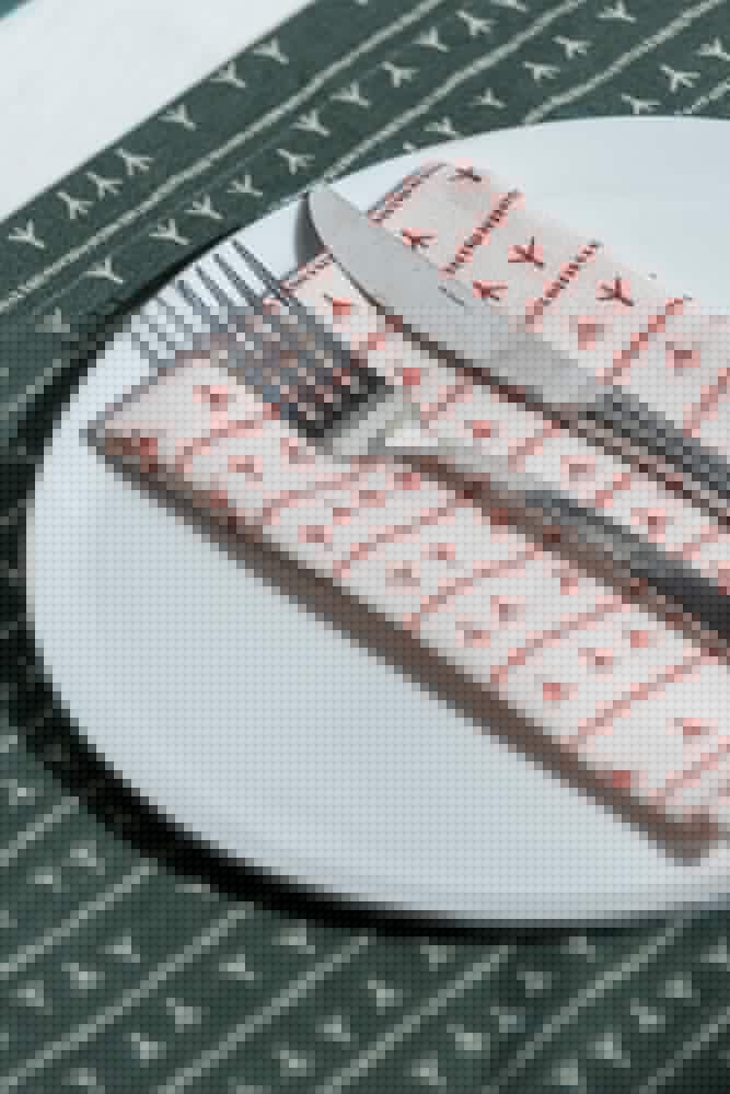 Serviette de table lin (par 2) 45x45 Rouge - Motif ARRASTA PÉ couleur ROUGE Serviettes de table Sabia Brasilian Design