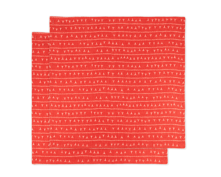 Serviette de table lin (par 2) 45x45 - Motif ARRASTA PÉ couleur rouge TERRA Serviettes de table Sabia Brasilian Design