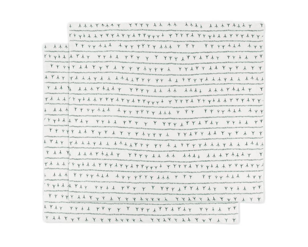 Serviette de table lin (par 2) 45x45 - Motif ARRASTA PÉ couleur vert FOLHA