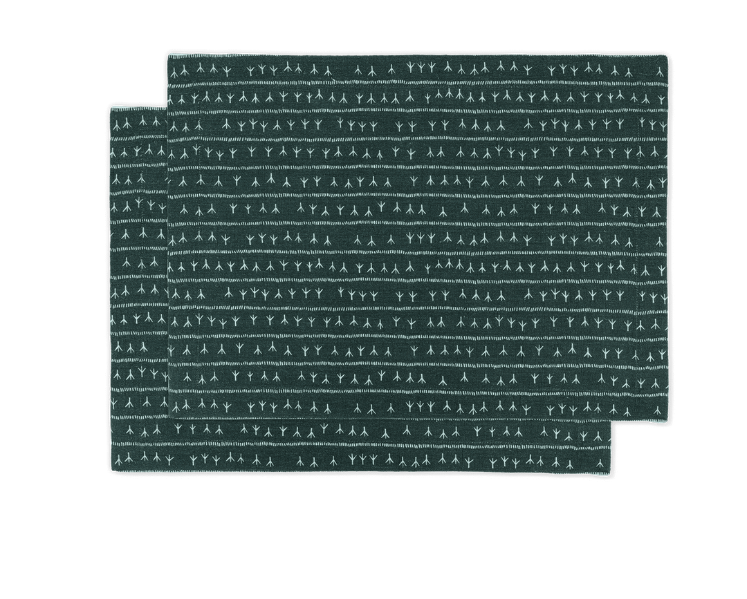 Set de table lin (par 2) encadré 35x50 - Motif ARRASTA PÉ couleur vert AMAZÔNIA Sets de table Sabia Brasilian Design