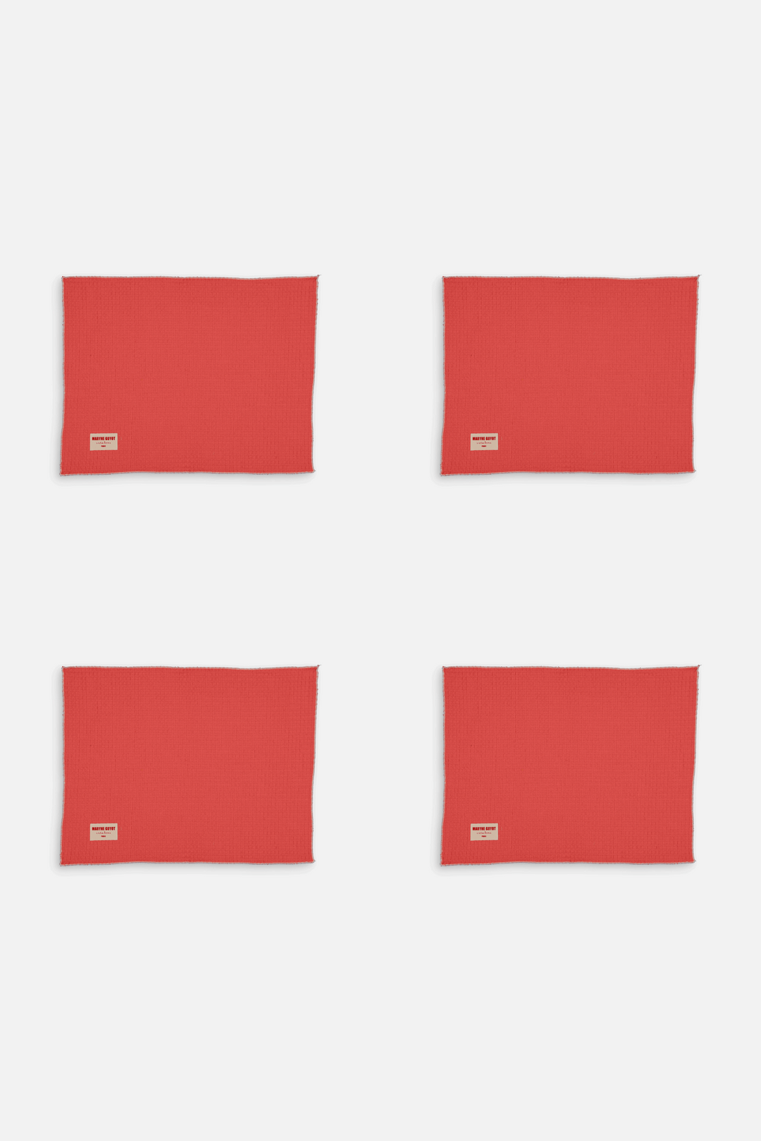 Lot de 4 sets de table uni texturé - Gaufre corail