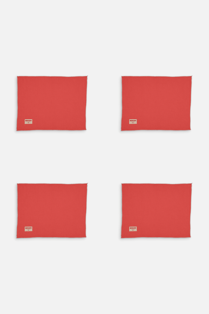 Lot de 4 sets de table uni texturé - Gaufre corail