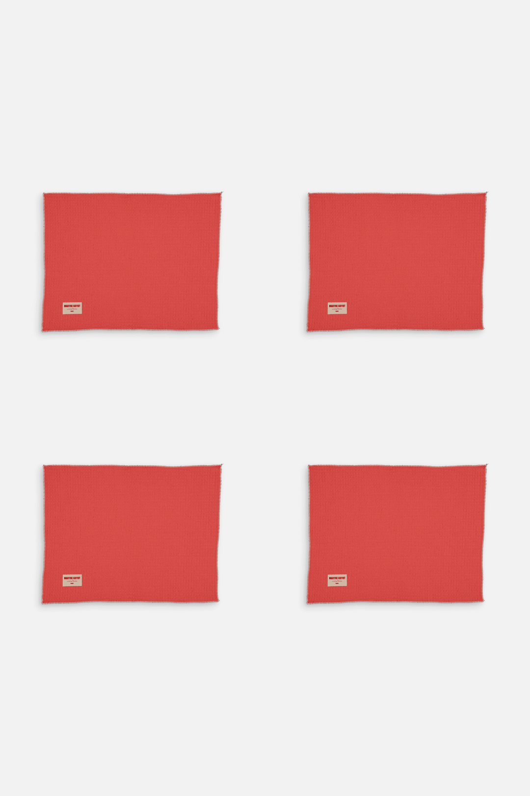 Lot de 4 sets de table uni texturé - Gaufre corail