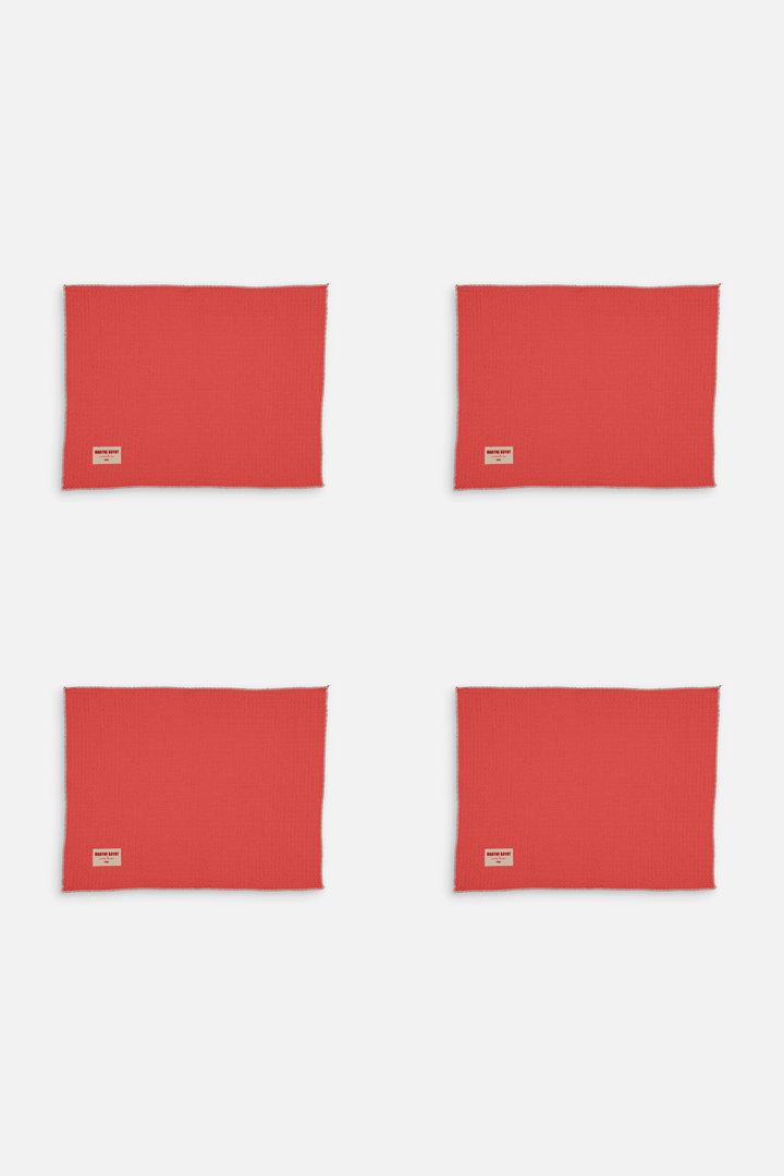 Lot de 4 sets de table uni texturé - Gaufre corail