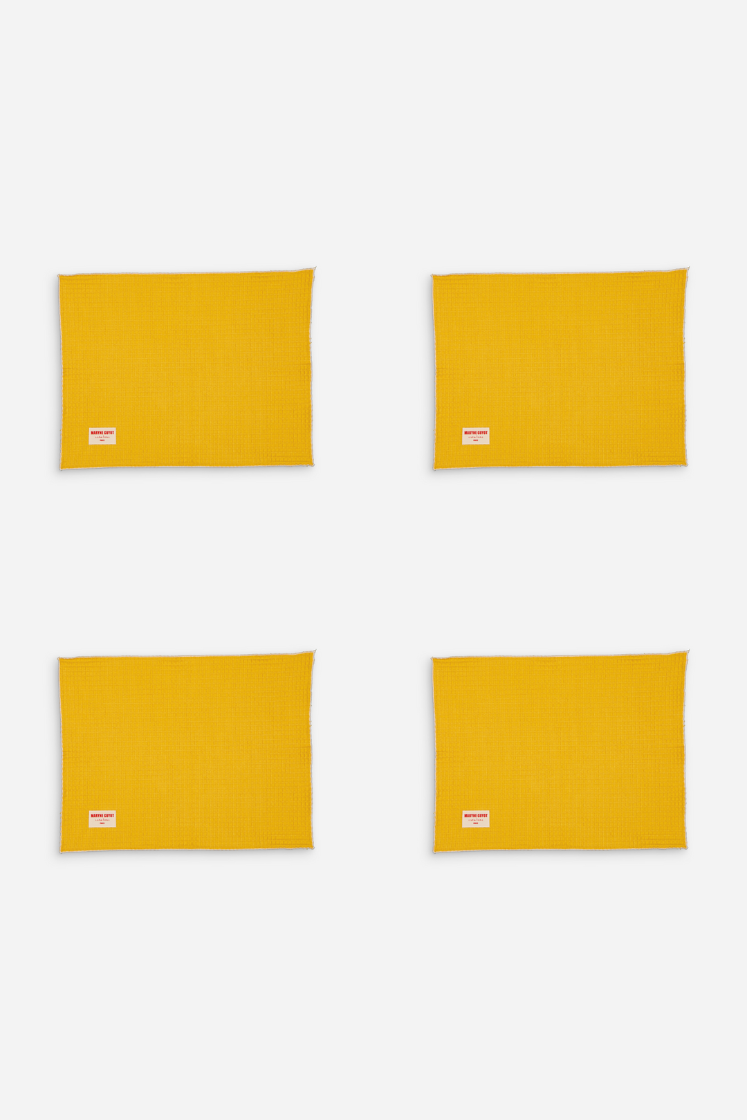 Lot de 4 sets de table uni texturé - Gaufre moutarde