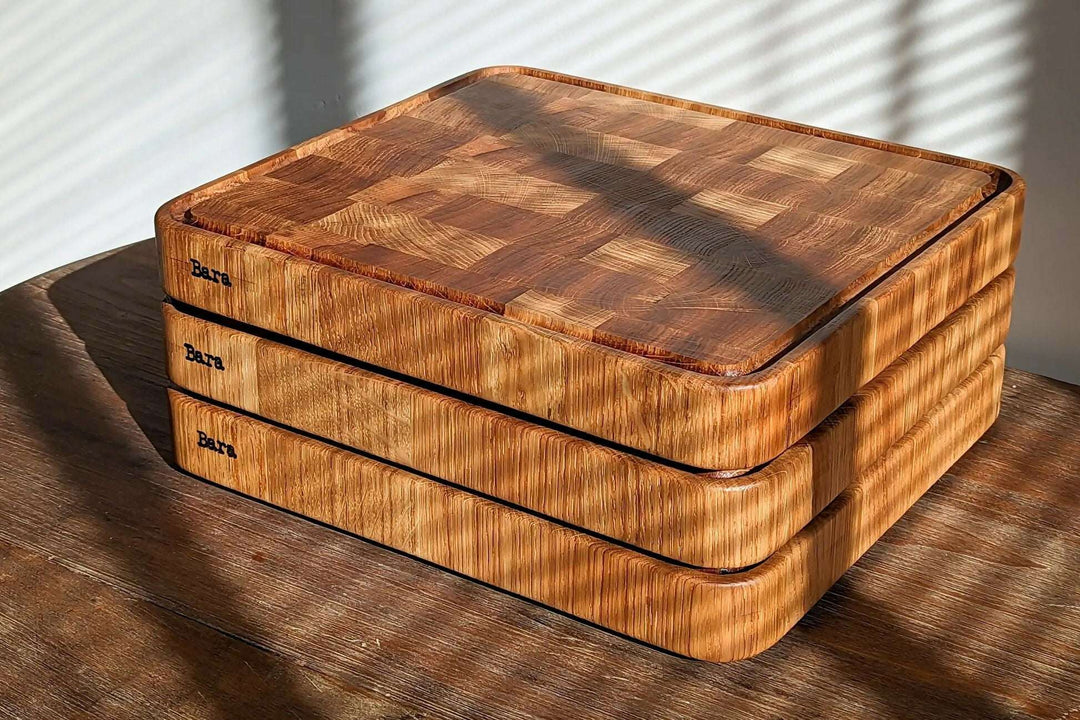 Billot de cuisine artisanal en bois de bout – BARA en chêne français massif