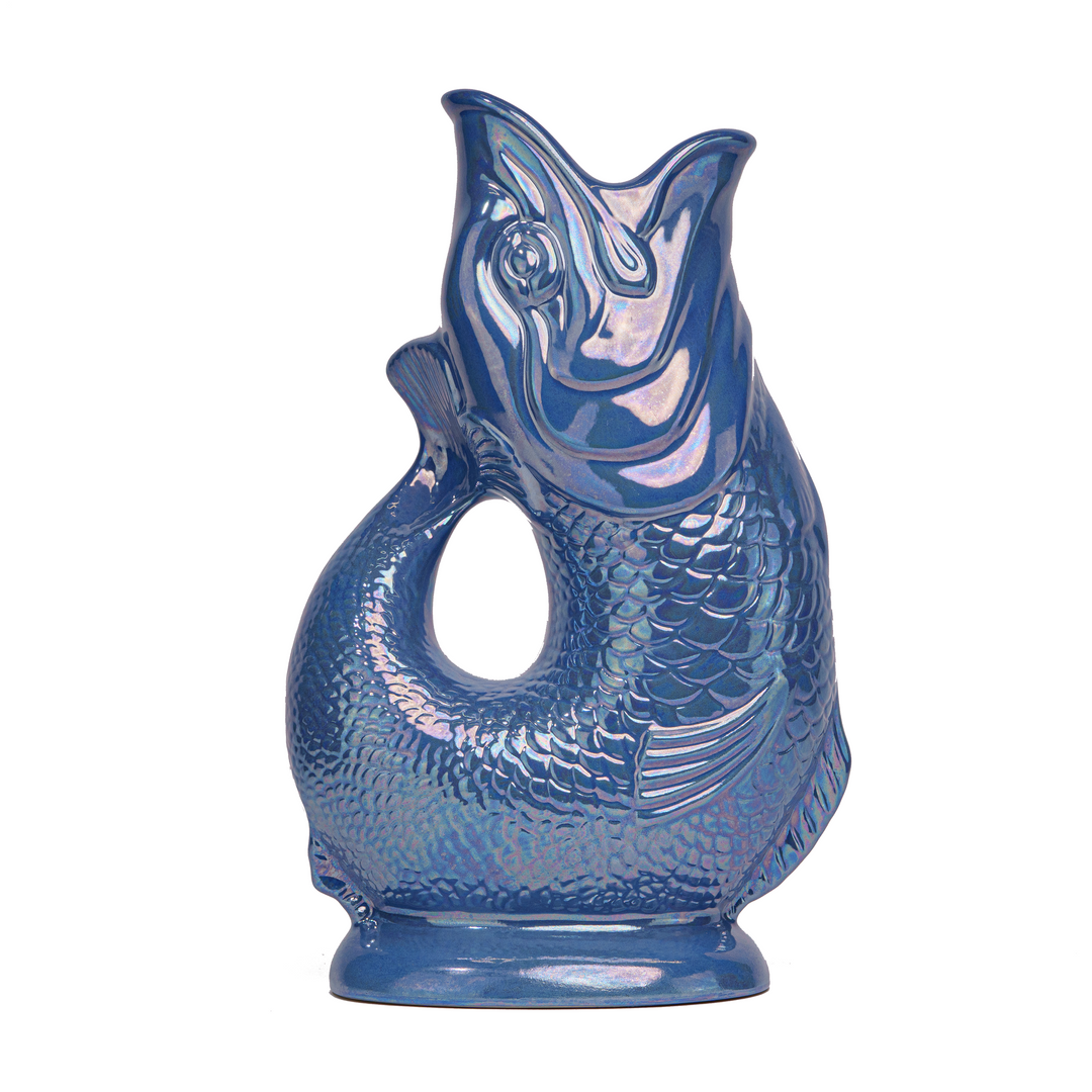 Autenthique Carafe GlouGlou Poisson | Gluggle jug | Bleu marine irisé