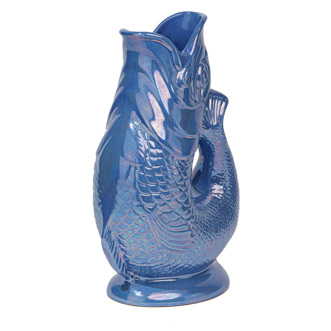 Autenthique Carafe GlouGlou Poisson | Gluggle jug | Bleu marine irisé