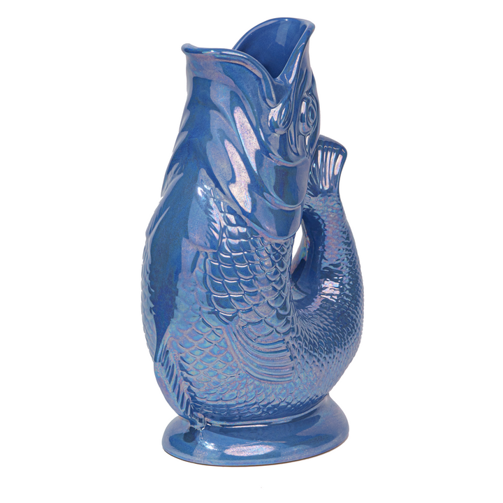 Autenthique Carafe GlouGlou Poisson | Gluggle jug | Bleu marine irisé