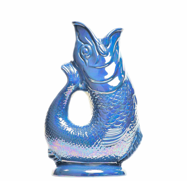 Autenthique Carafe GlouGlou Poisson | Gluggle jug | Bleu marine irisé