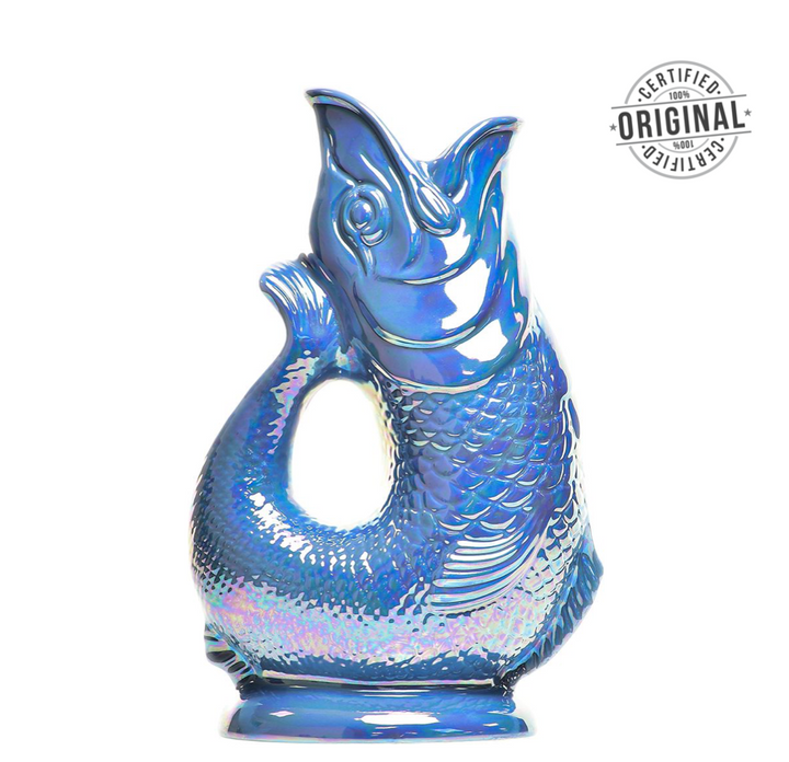 Autenthique Carafe GlouGlou Poisson | Gluggle jug | Bleu marine irisé
