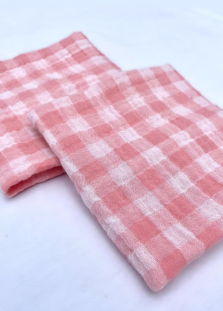 Box of 6 fabric table napkins, Petite Vichy Barbapapa model, made in France
