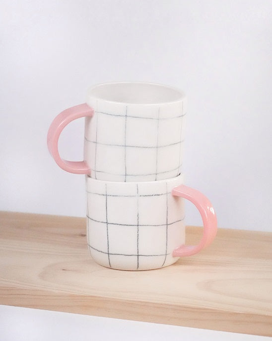 Mug "Grid" (anse rose)