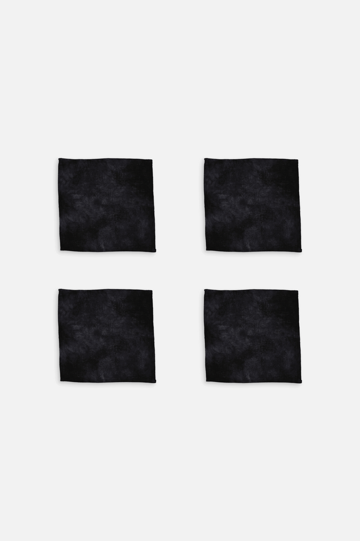 Lot de 4 serviettes tie and dye noir en coton