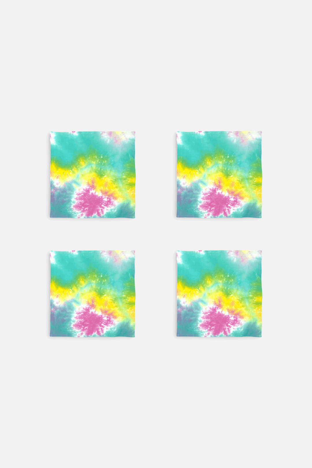 Lot de 4 serviettes de table tie and dye rose et jaune