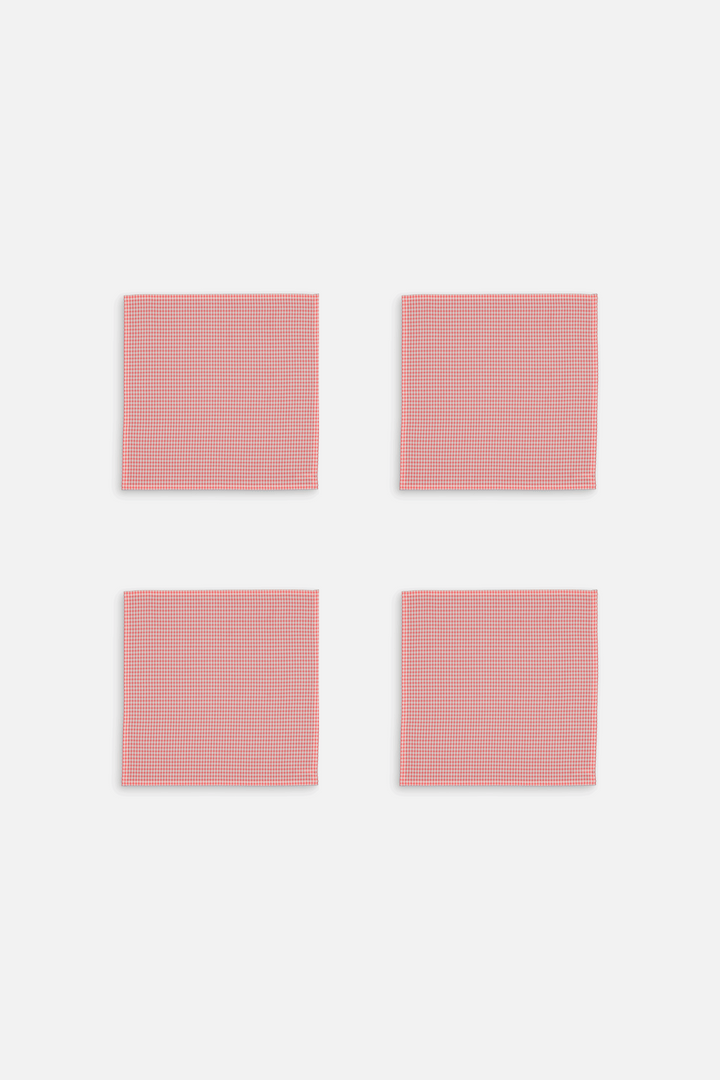 Lot de 4 serviettes de table petit vichy corail
