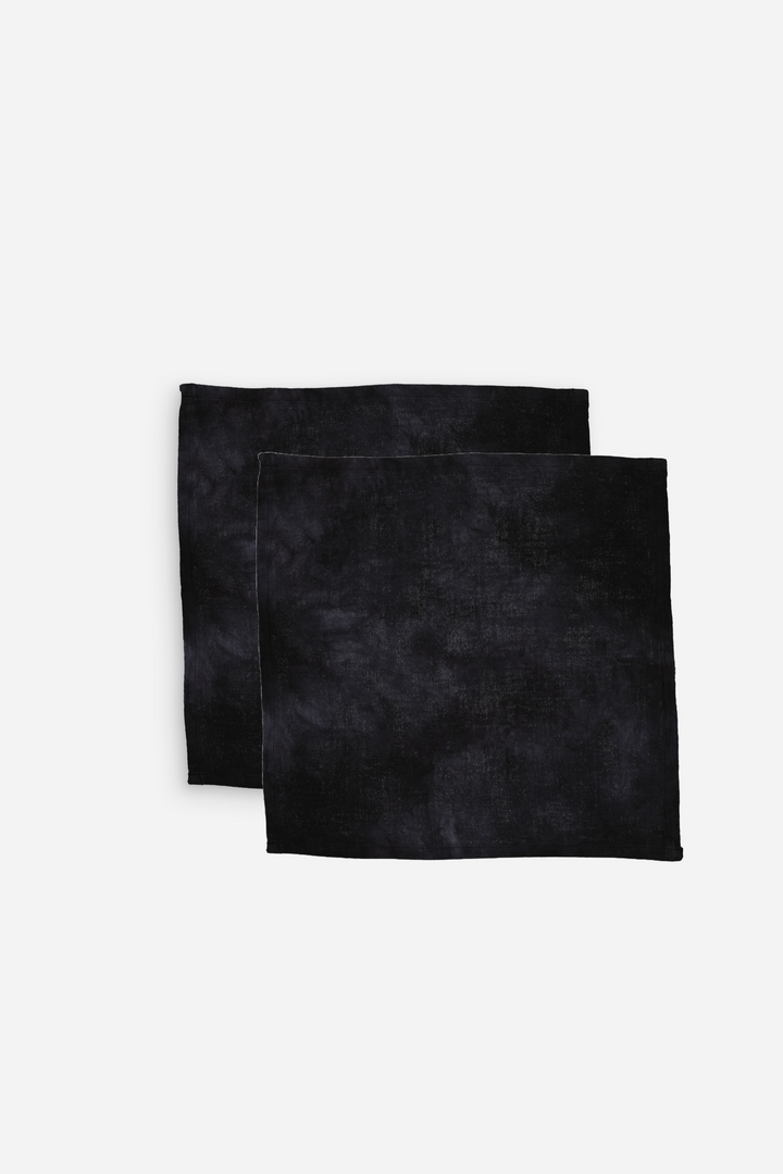 Serviette tie and dye noir en coton - Lot de 2