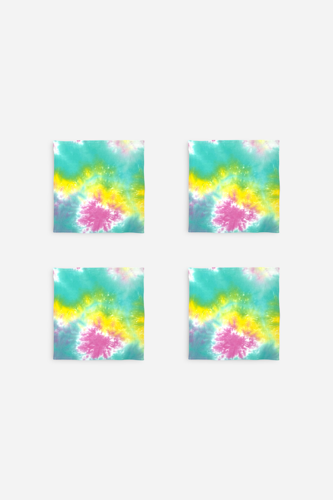 Lot de 4 serviettes de table tie and dye rose et jaune