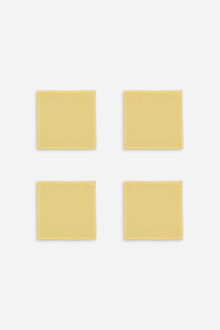 Lot de 4 serviettes de table petit vichy jaune