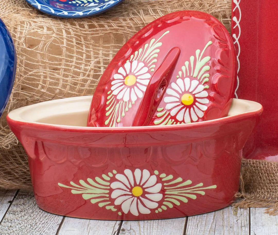 Terrine ovale cerise marguerite